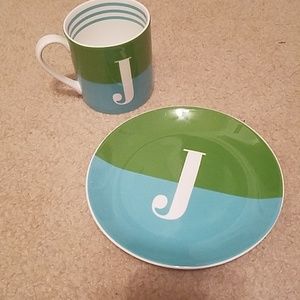 J initial Mug and Saucer